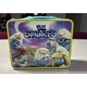 NEW Sealed Yellow/Blue Collectible 2011 The Smurfs Movie Metal Lunchbox Tin